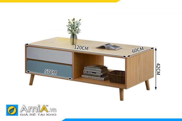 Hình ảnh Kích thước mẫu bàn trà sofa gỗ công nghiệp đẹp AmiA BAN 143
