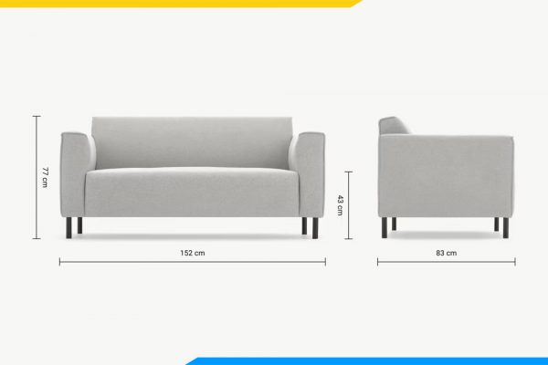 kích thước mẫu sofa văng mini bọc nỉ màu xám amia pk0038