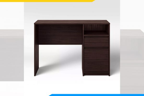 mẫu bàn ngồi làm việc gỗ MDF màu nâu sậm