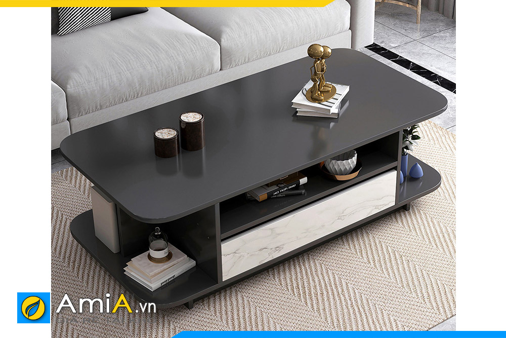 Hình ảnh Mẫu bàn trà bàn sofa phòng khách gỗ ép màu đen AmiA BAN 100