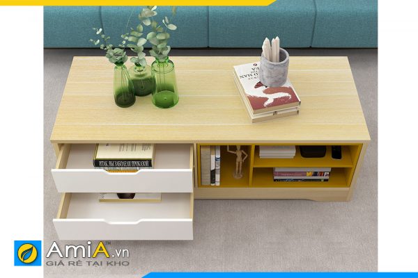 Hình ảnh Mẫu bàn trà gỗ ép phòng khách đẹp 2 ngăn kéo đơn giản AmiA BAN 154