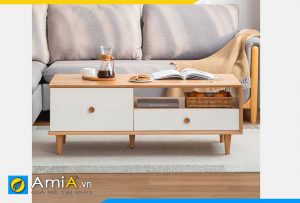 Hình ảnh Mẫu bàn trà gỗ phòng khách chân cao 2 ngăn kéo AmiA BAN 133