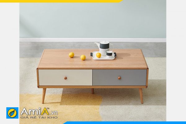 Hình ảnh Mẫu bàn trà hình hộp 2 ngăn kéo chân cao đẹp hiện đại AmiA BAN 119