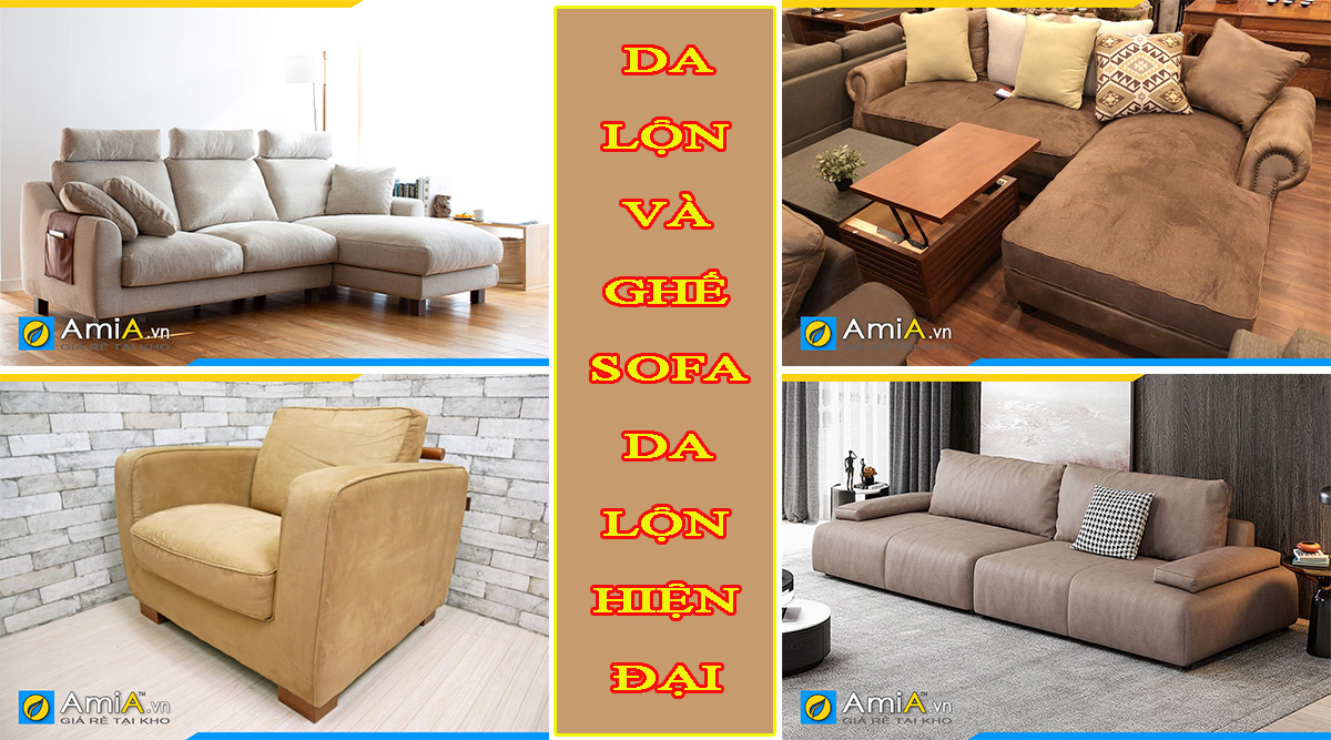 Mẫu ghế sofa da lộn đẹp cho phòng khách