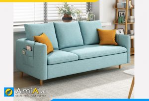 sofa văng màu xanh thiên thanh bằng vải nỉ