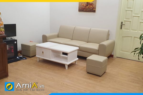 mẫu sofa da phòng khách nhỏ chung cư