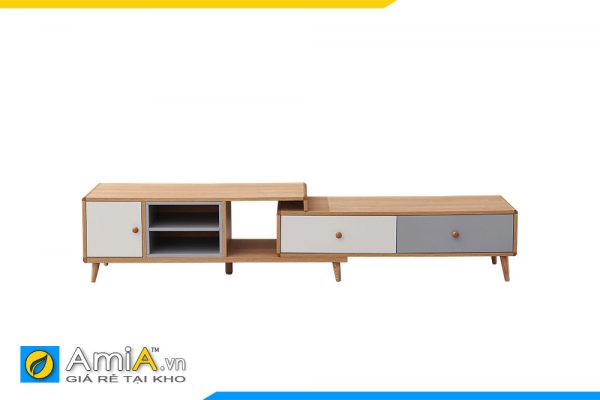 Hình ảnh Mẫu tủ kệ tivi đẹp hiện đại rút 1 đầu chất liệu gỗ công nghiệp AmiA TUTV 119
