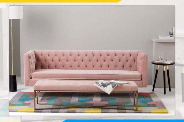 sofa phòng khách màu hồng