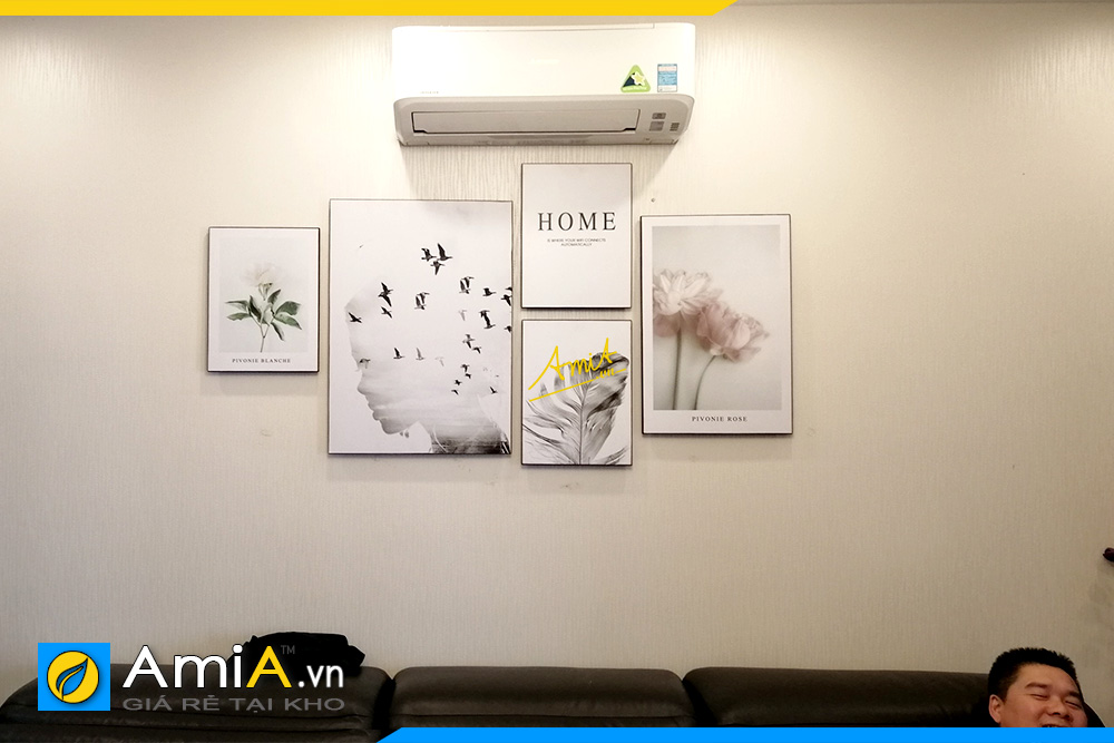 Hình ảnh Tranh canvas đen trắng treo tường phòng khách chung cư AmiA TPK114