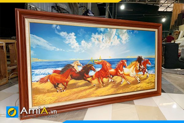 Hình ảnh Tranh ngựa mã đáo vẽ sơn dầu treo phòng khách đẹp ý nghĩa AmiA TSD 640