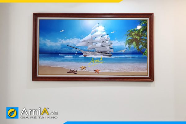 Hình ảnh Tranh phòng khách 1 tấm thuyền buồm xuôi gió đẹp ý nghĩa AmiA TPK1600