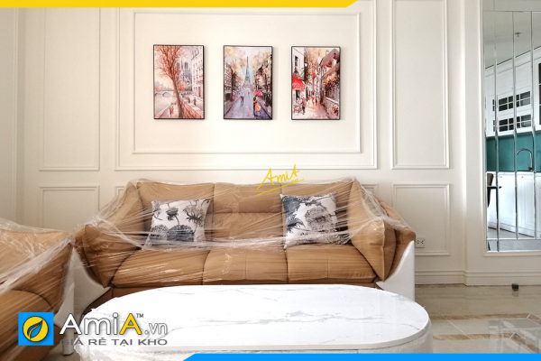 Hình ảnh Tranh phòng khách 3 tấm trang trí đẹp hiện đại AmiA TPK1595
