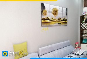 Hình ảnh Tranh phòng khách phố Tố Hữu canvas 3 tấm AmiA CVAK110