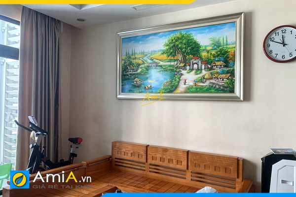 Hình ảnh Tranh sơn dầu làng quê đẹp treo phòng khách nhà chung cư AmiA TPK TSD433