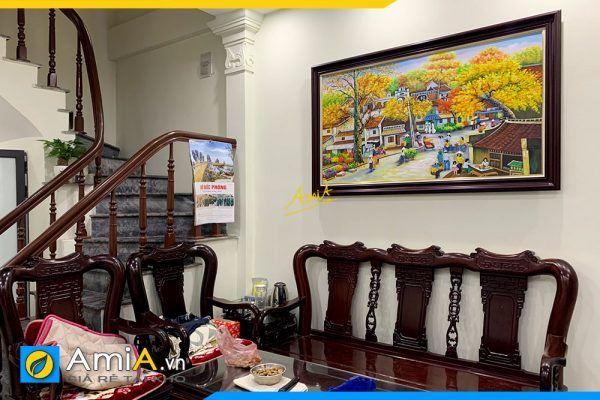 Hình ảnh Tranh sơn dầu mùa xuân về trên phố cổ Hà Nội treo phòng khách AmiA TSD 627