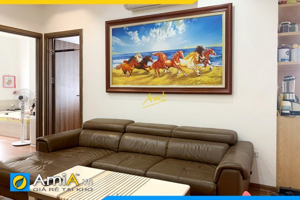 Hình ảnh Tranh sơn dầu phòng khách chủ đề ngựa mã đáo thành công AmiA TSD 640