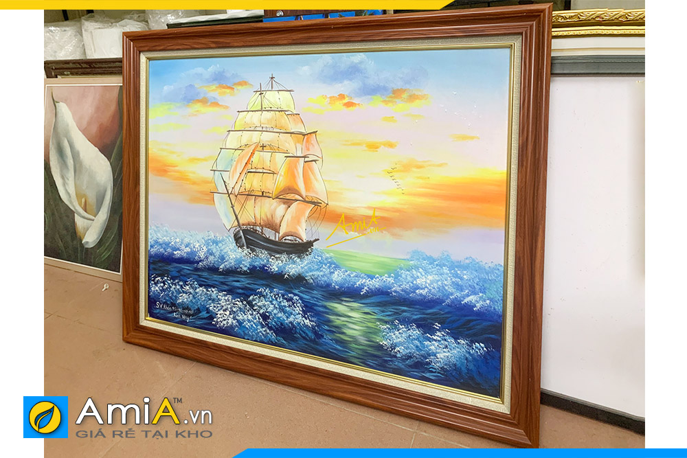 Hình ảnh Tranh thuận buồm xuôi gió vẽ sơn dầu đẹp ý nghĩa phong thủy AmiA TSD 421