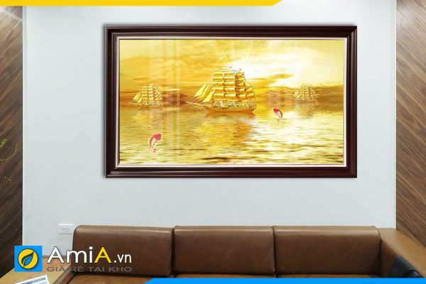Hình ảnh Tranh thuyền vàng 1 tấm treo tường phòng khách ý nghĩa AmiA TB64