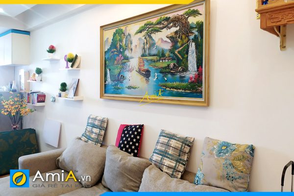 Hình ảnh Tranh trang trí phòng khách chung cư vẽ sơn dầu sơn thủy AmiA TPK TSD582