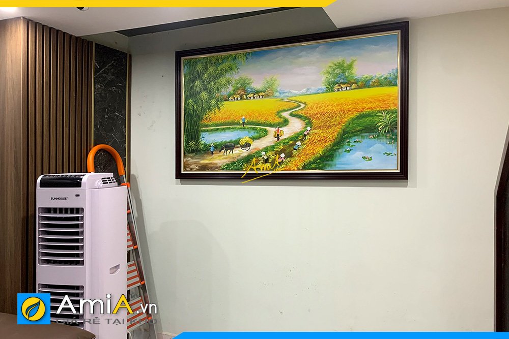 Hình ảnh Tranh treo tường phòng khách sơn dầu làng quê đồng quê AmiA TPK TSD326B