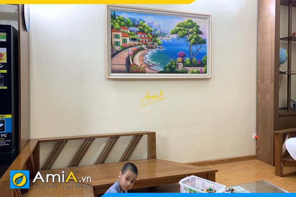 Hình ảnh Tranh treo tường phòng khách vẽ sơn dầu phong cảnh nước ngoài AmiA TPK TSD427