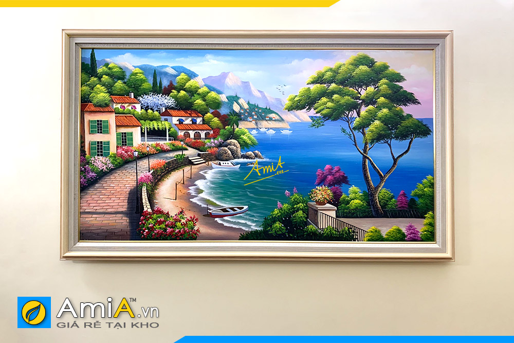 Hình ảnh Tranh vẽ phong cảnh nước ngoài trang trí tường phòng khách AmiA TPK TSD427