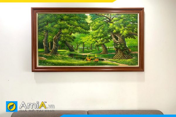 Hình ảnh Tranh vẽ sơn dầu cho phòng khách phong cảnh rừng cây AmiA TSD 626