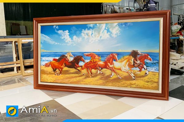 Hình ảnh Tranh vẽ sơn dầu treo phòng khách chủ đề mã đáo thành công AmiA TSD 640