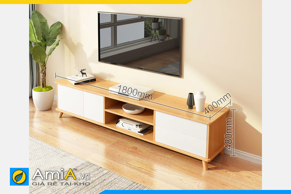 Hình ảnh Tủ kệ tivi gỗ phòng khách chân cao cân đối AmiA TUTV 132