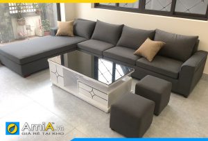 bộ sofa góc nỉ phòng khách rộng amia pk200a
