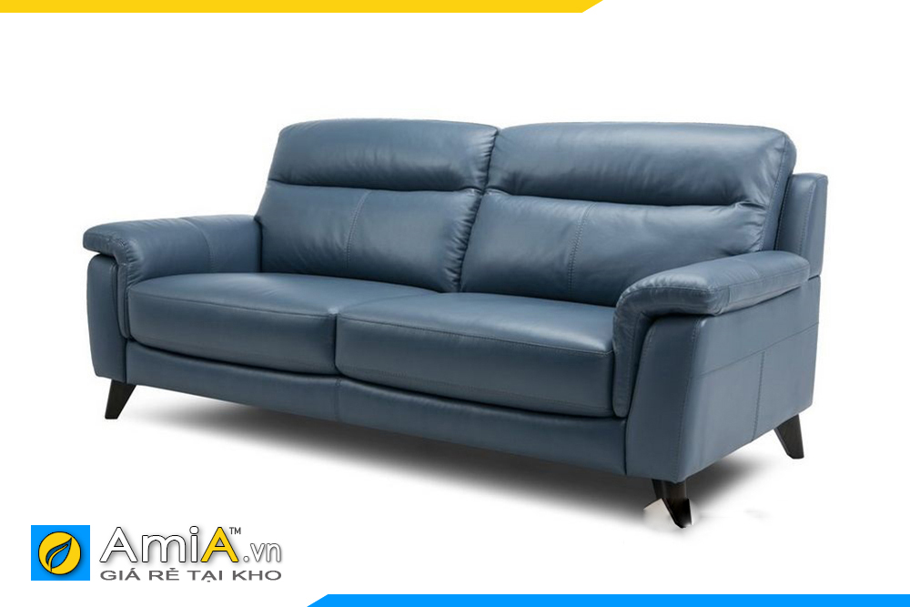 ghế sofa da phòng khách 2 chỗ ngồi màu xanh dương AmiA PK0095