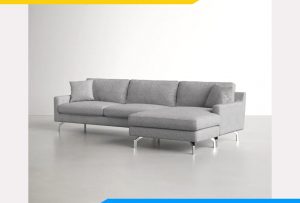 ghế sofa nỉ màu xám hiện đại kê phòng khách nhỏ amia pk0079