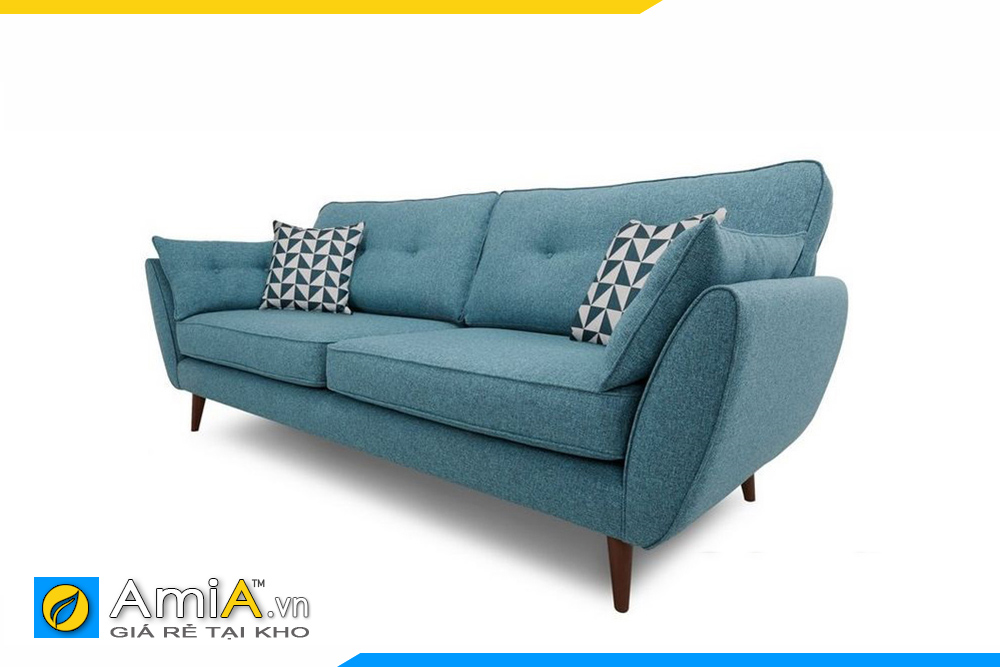 mẫu sofa văng 2 chỗ ngồi bọc nỉ màu xanh amia pk0089