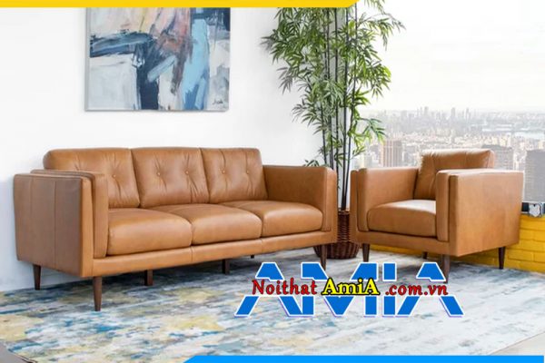 bộ sofa da màu nâu sang trọng AmiA 1992157