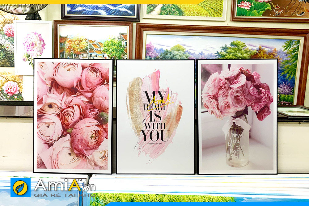 Hình ảnh Tranh canvas hoa hồng Pháp treo tường đẹp AmiA 2108