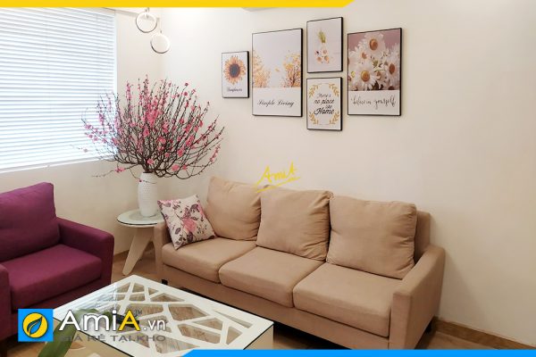 Hình ảnh Tranh đẹp phòng khách ghép bộ 5 tấm hoa lá hiện đại AmiA TPK1773