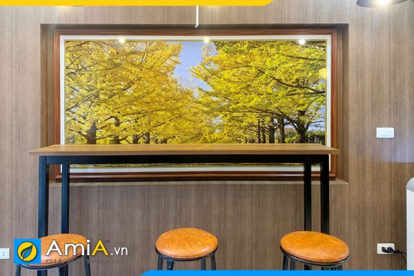 Hình ảnh Tranh hàng cây lá vàng mùa thu treo tường đẹp sang trọng AmiA 337