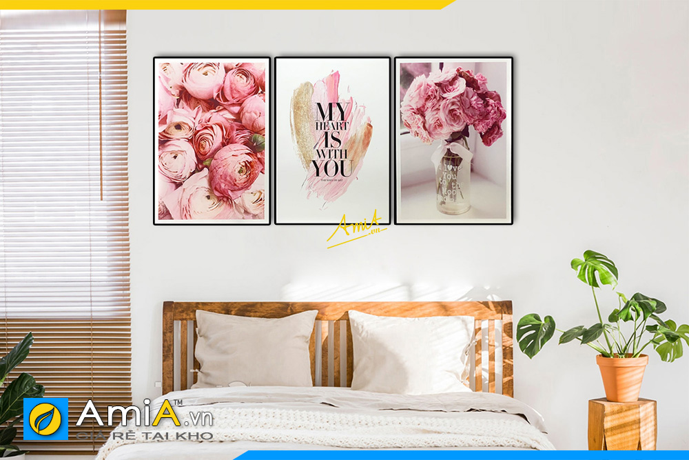 Hình ảnh Tranh hoa canvas treo phòng ngủ đẹp AmiA 2108