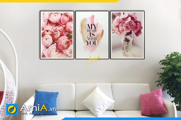 Hình ảnh Tranh hoa hồng treo phòng khách phòng ngủ AmiA 2108