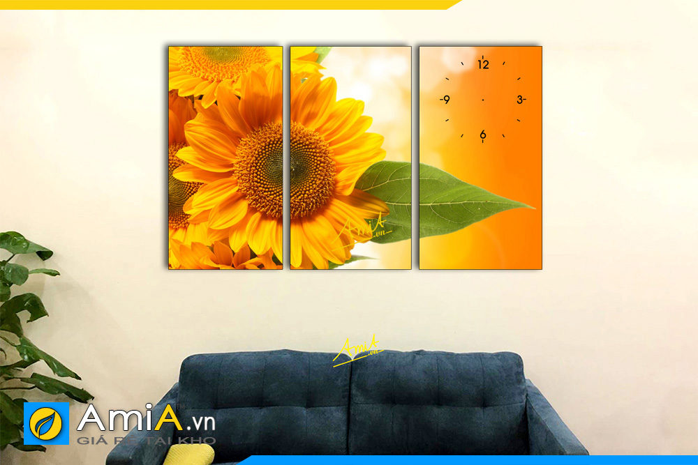Hình ảnh Tranh hoa hướng dương hợp treo phòng khách mệnh Hỏa AmiA 2111