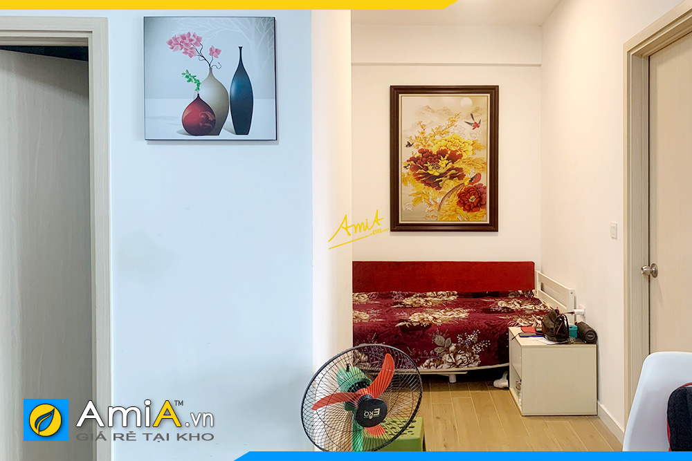 Hình ảnh Tranh hoa mẫu đơn treo tường phòng ngủ nhà chung cư đẹp AmiA MD157