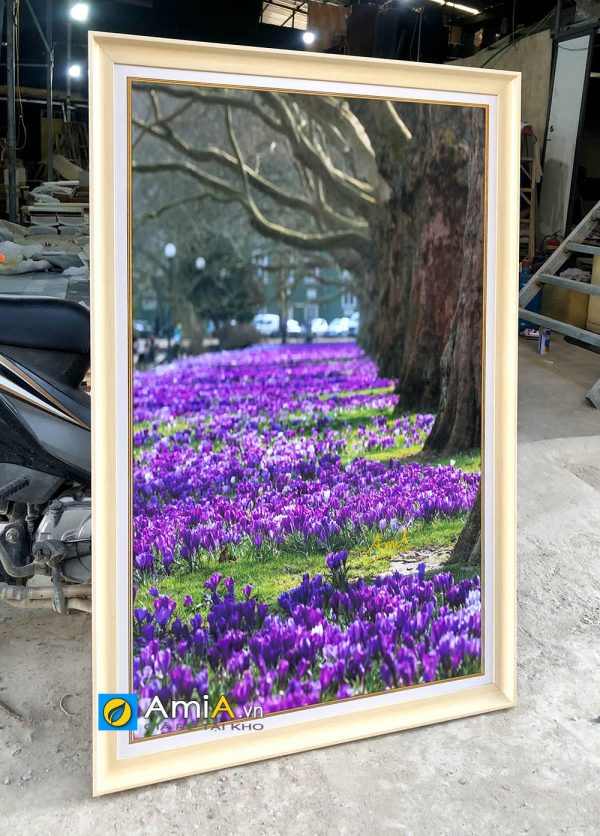 Hình ảnh Tranh phong cảnh đẹp con đường hoa màu tím AmiA 2099