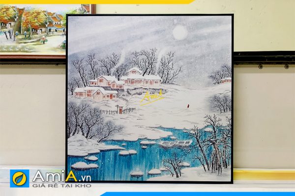 Hình ảnh Tranh phong cảnh mùa đông đẹp hiện đại in canvas AmiA TPK120