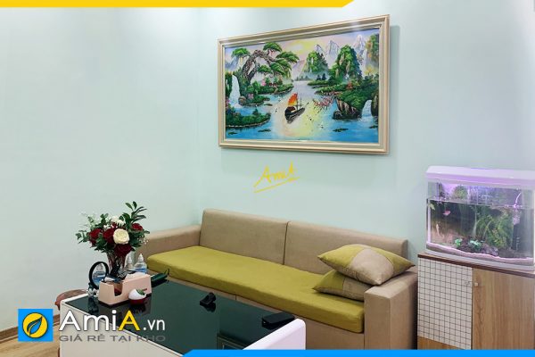 Hình ảnh Tranh phòng khách vẽ sơn dầu chủ đề sơn thủy hữu tình AmiA TSD 384