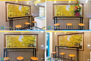 Hình ảnh Tranh quán cafe đẹp phố Thợ Nhuộm hàng cây lá vàng AmiA 337