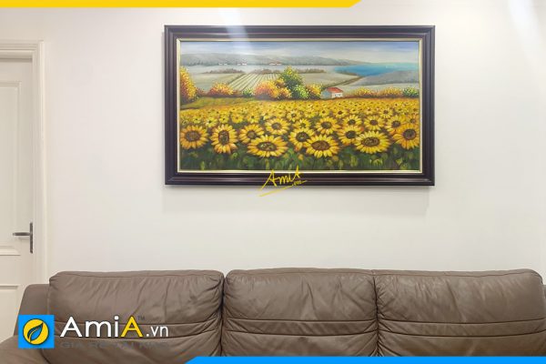 Hình ảnh Tranh sơn dầu phong cảnh cánh đồng hoa hướng dương đẹp AmiA TPK117