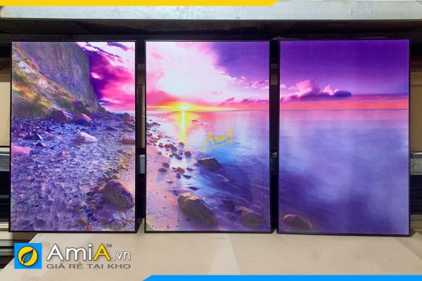 Hình ảnh Tranh treo phòng khách Quảng Ninh canvas biển tím độc đáo