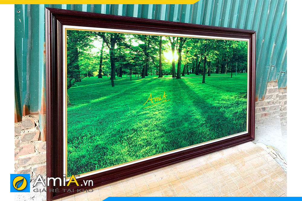 Hình ảnh Tranh treo tường phong cảnh rừng cây mặt trời đẹp AmiA 2110