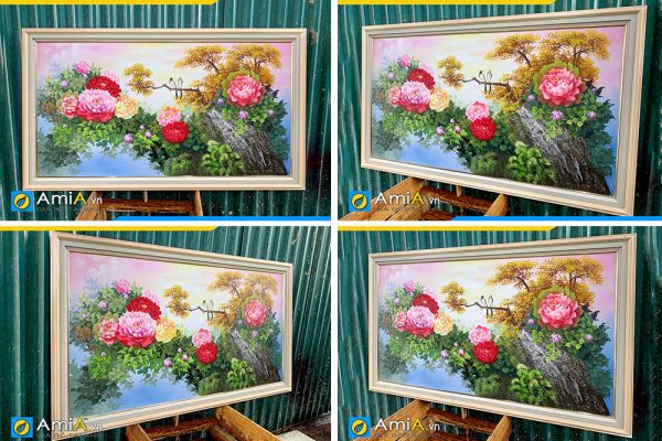 Hình ảnh Tranh treo tường phòng khách Ba Vì Hà Nội vẽ hoa mẫu đơn