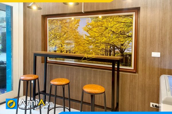 Hình ảnh Tranh treo tường quán cafe đẹp phong cảnh mùa thu lá vàng AmiA 337